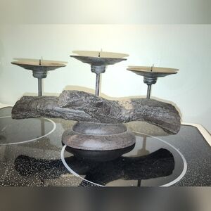 Rustic Brown Triple Candle Holder